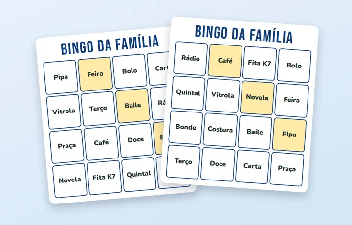 Cartelas do Bingo da Família